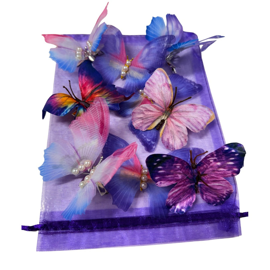 Purple Butterfly Clips Mixed