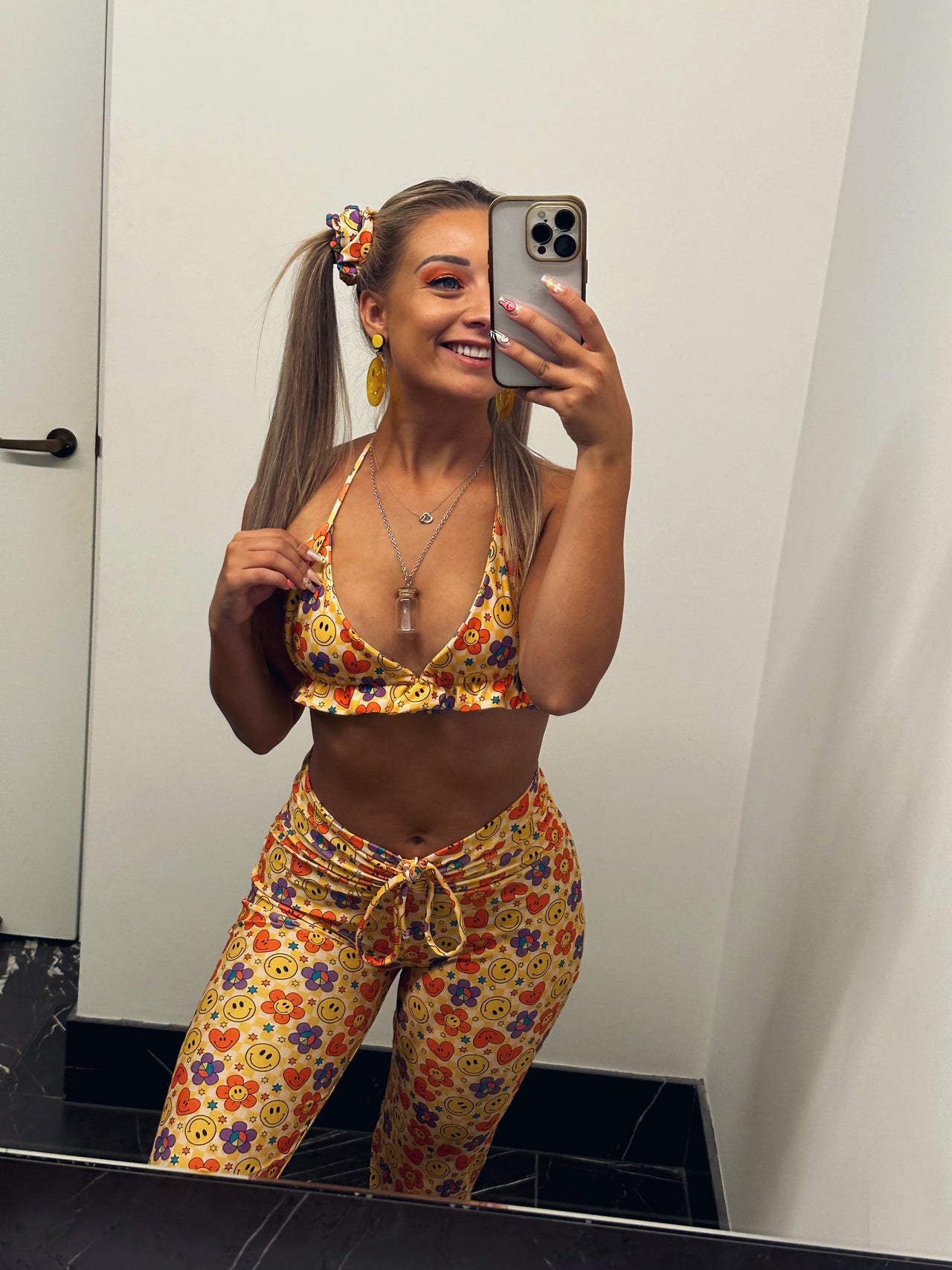 Yellow Hippie Gathered Bikini Top