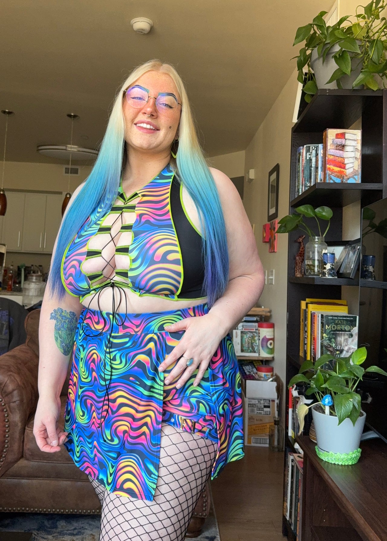 Red Flame Buckle Skort