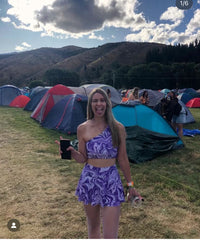 Thumbnail for Pink Paisley One Shoulder Top