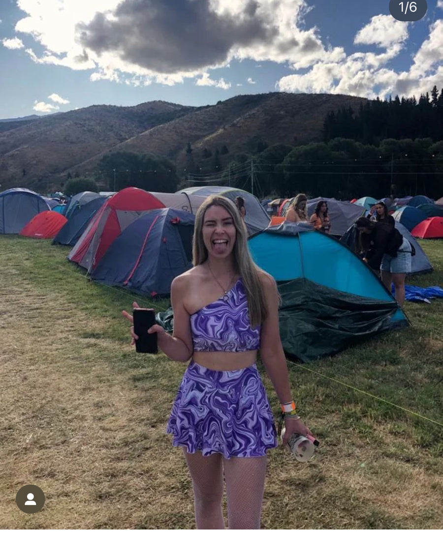 Pink Paisley One Shoulder Top