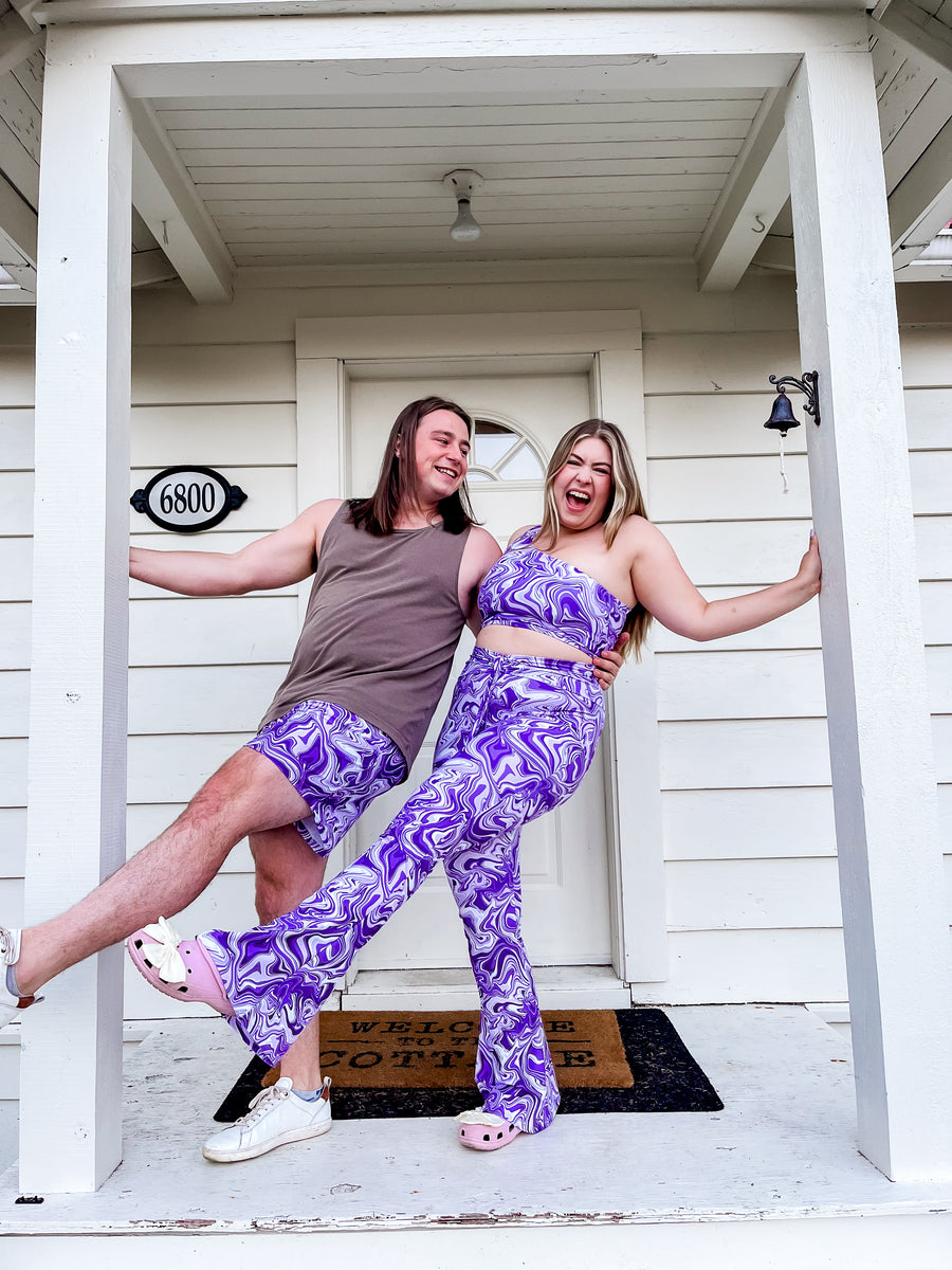 Pink Paisley Drawstring Flares