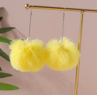 Thumbnail for Yellow Pom Pom Earrings