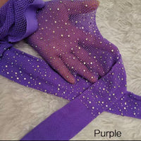 Thumbnail for Rhinestone Fishnet Tights Purple