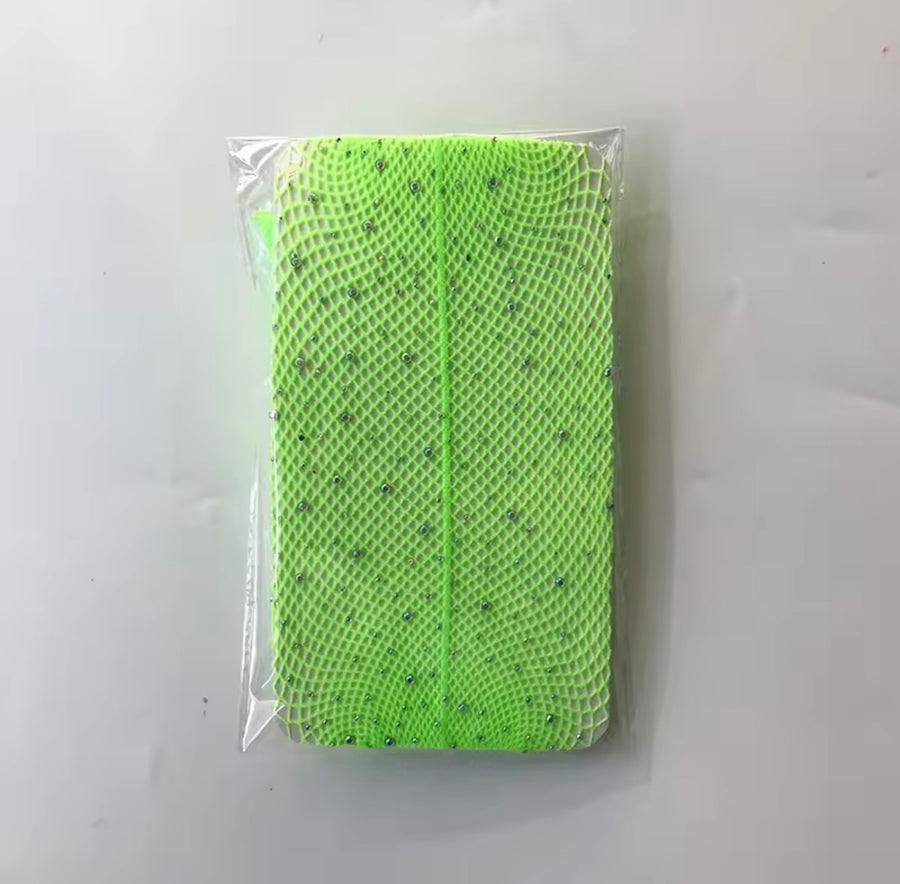 Rhinestone Fishnet Tights Green