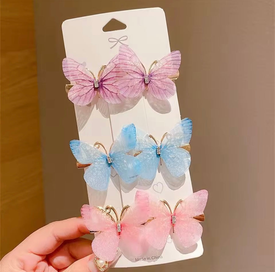 Butterfly Clips Pack pink/purple/blue