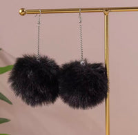 Thumbnail for Black Pom Pom Dangle Earrings