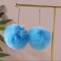 Thumbnail for Blue Pom Pom Earrings
