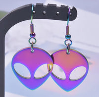 Thumbnail for Rainbow Chrome Alien Earrings