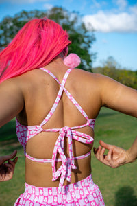 Thumbnail for Its giving Barbie Cutout Kini Top