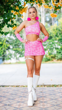 Thumbnail for Pink Paisley One Shoulder Top