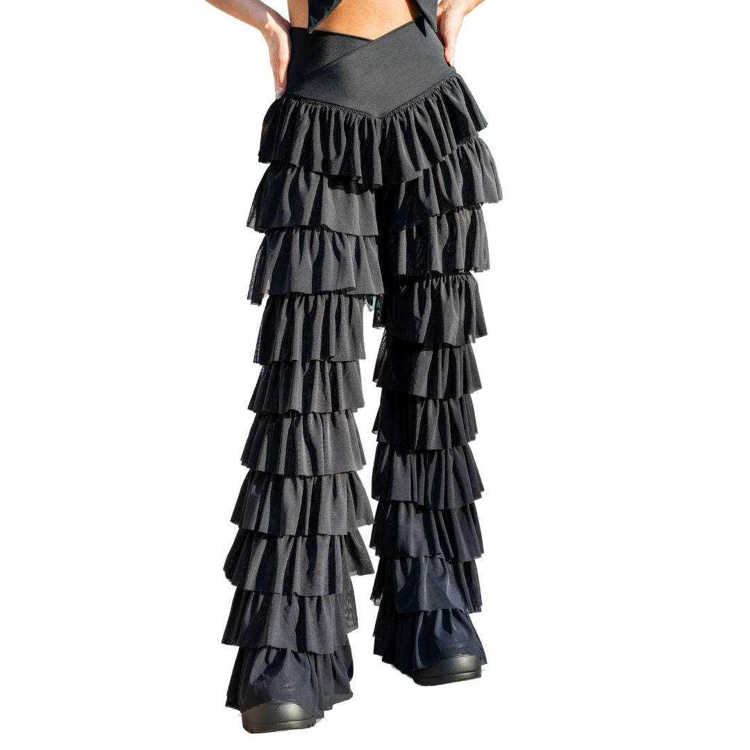 Black Ruffle Flares