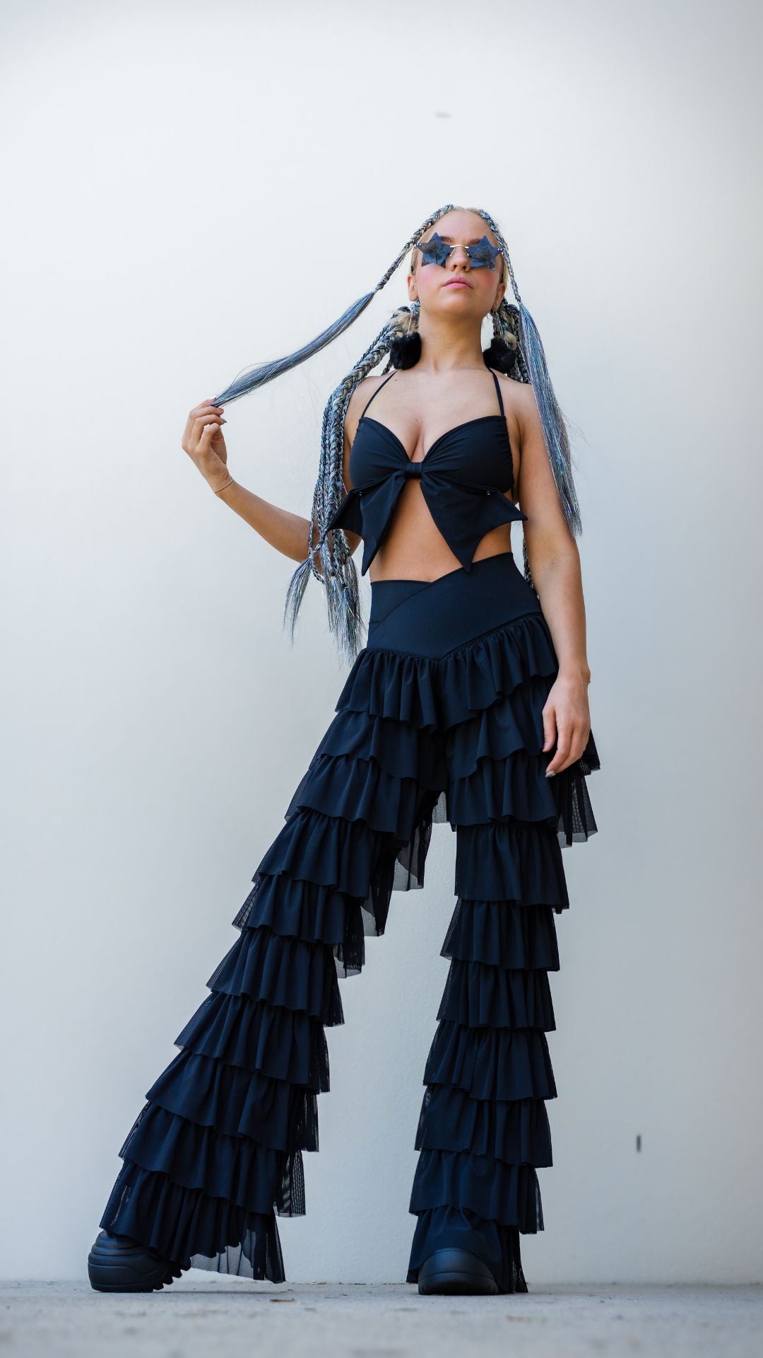 Black Ruffle Flares