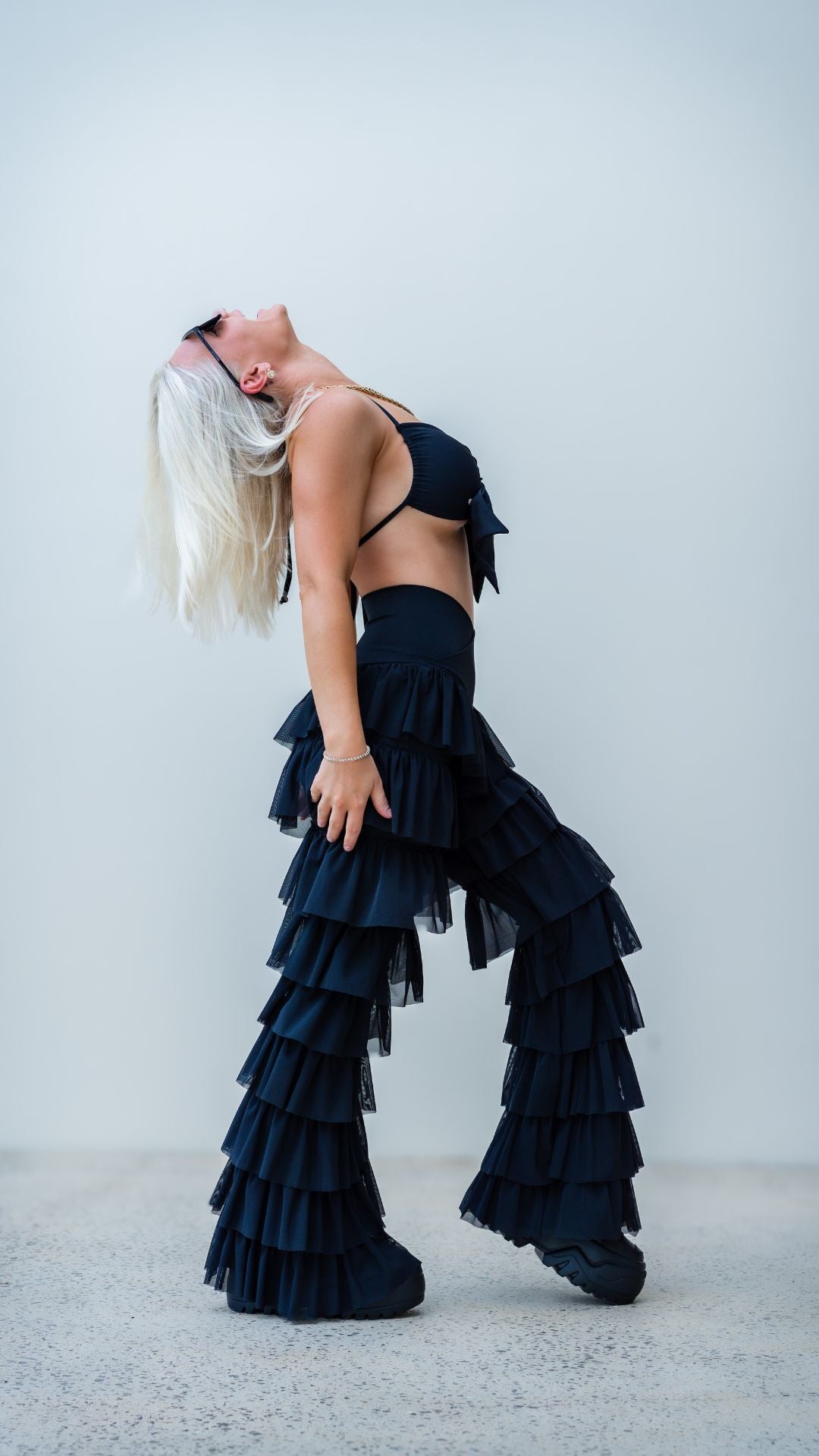 Black Ruffle Flares