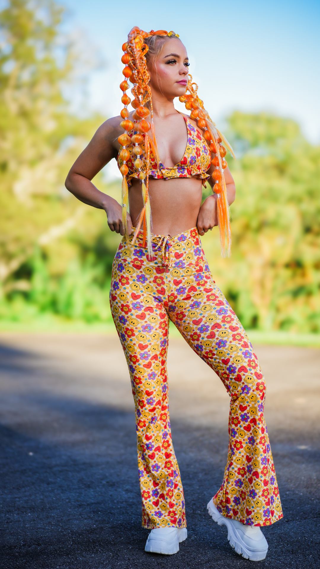 Yellow Hippie Drawstring Flares