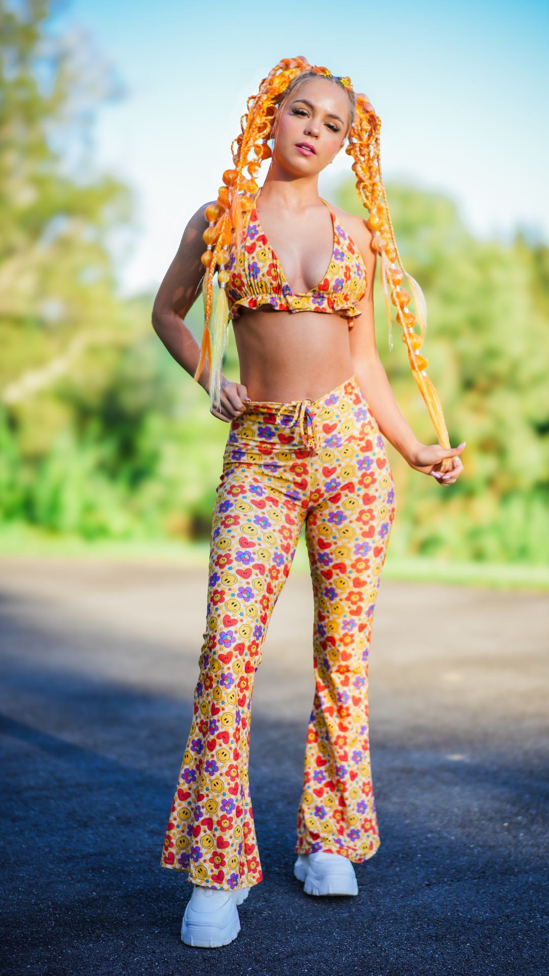 Yellow Hippie Drawstring Flares