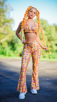 Thumbnail for Yellow Hippie Gathered Bikini Top