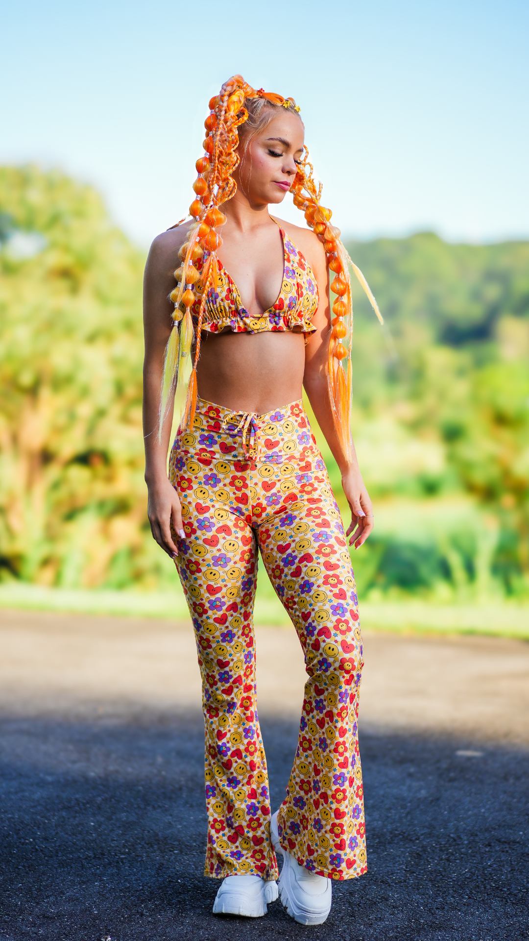 Yellow Hippie Drawstring Flares