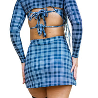 Thumbnail for Clueless Black Plaid Cutout Kini Top