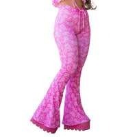 Thumbnail for Pink Paisley Drawstring Flares