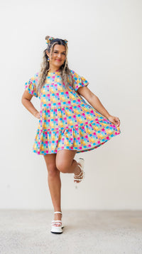 Thumbnail for Retro Plaid Tiered Ruffle Dress