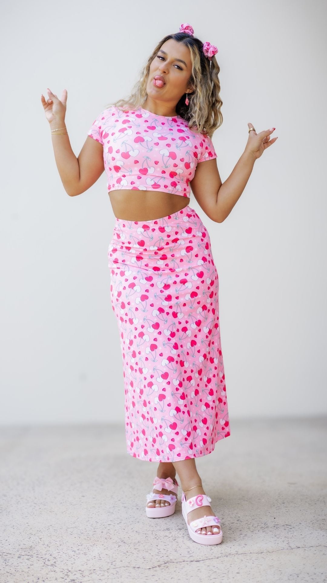 Very Cherry Daisy Skirt Midi Length