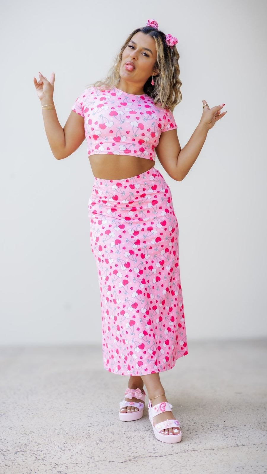 Very Cherry Daisy Skirt Midi Length