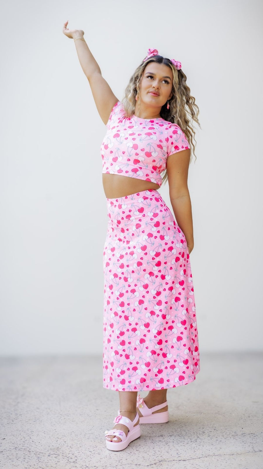 Very Cherry Daisy Skirt Midi Length