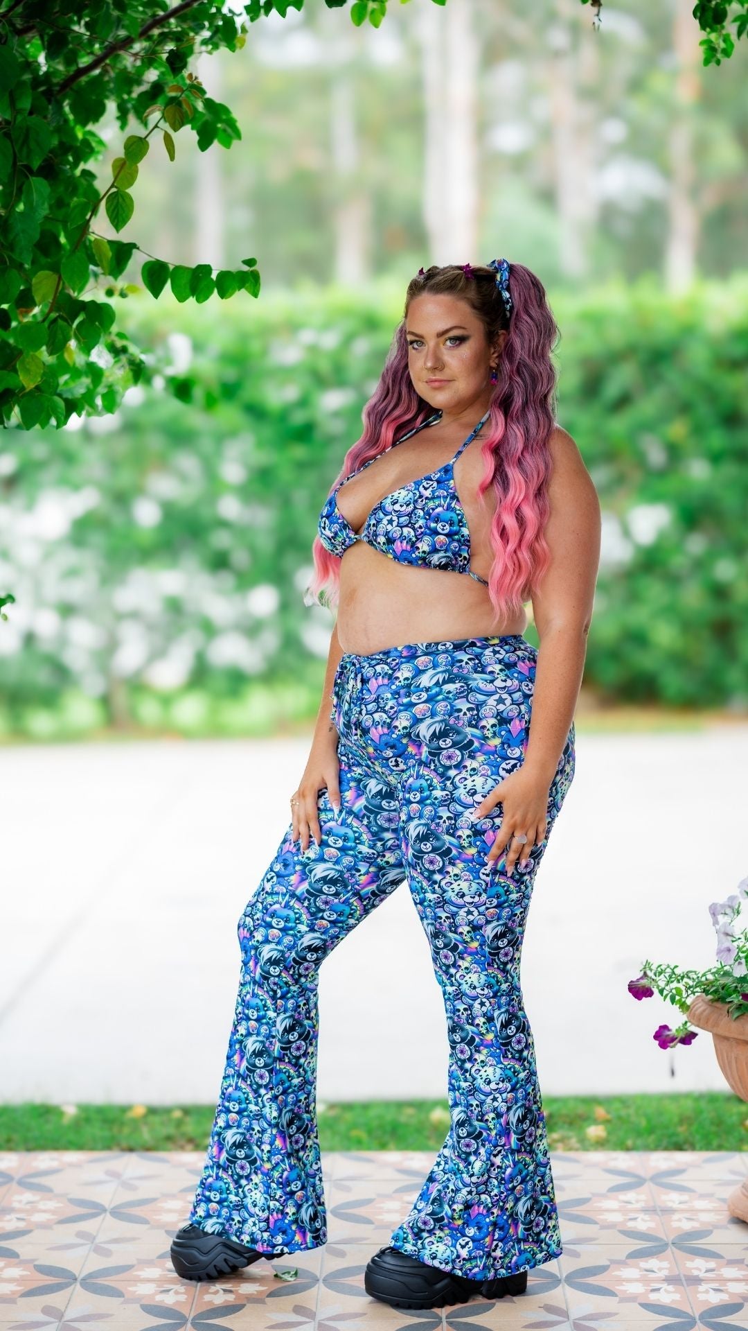 ✨COMING SOON✨ Scare-Bear Drawstring Flares (UV REACTIVE)