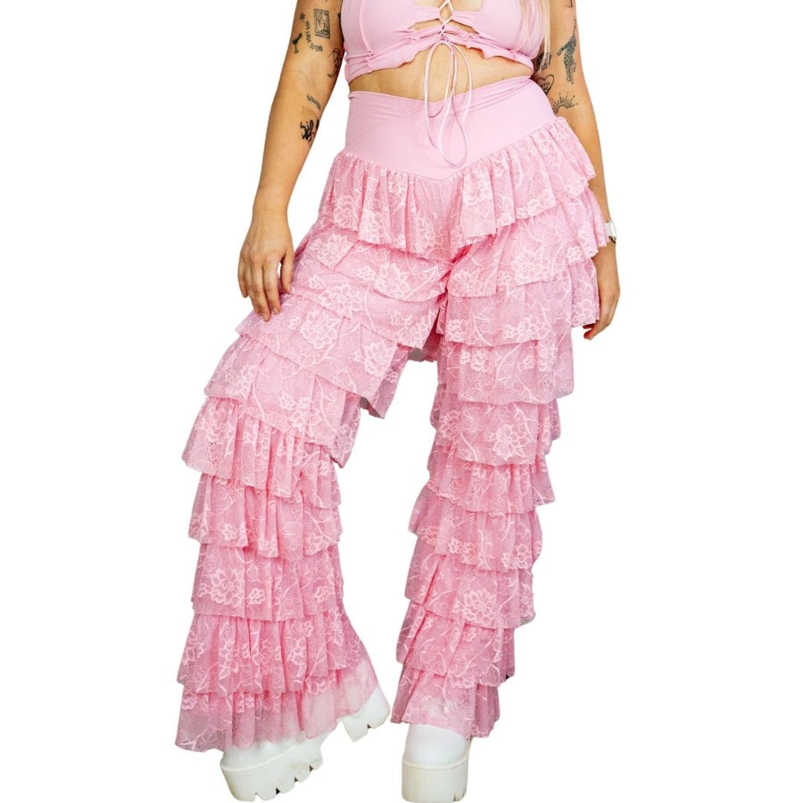 ✨COMING SOON✨ Pink LACE Ruffle Flares SIZE MEDIUM ONLY