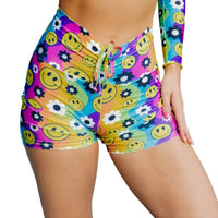 Thumbnail for Rainbow Hippie Drawstring Shorts