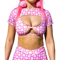 Thumbnail for Its giving Barbie Cutout Kini Top