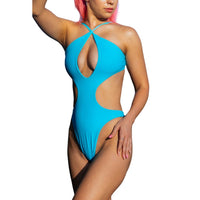 Thumbnail for Azure Blue Sexy Cutout Body Suit