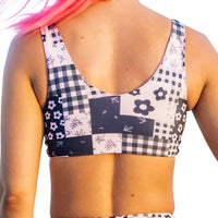 Thumbnail for Black Patchwork Ruch Front Top