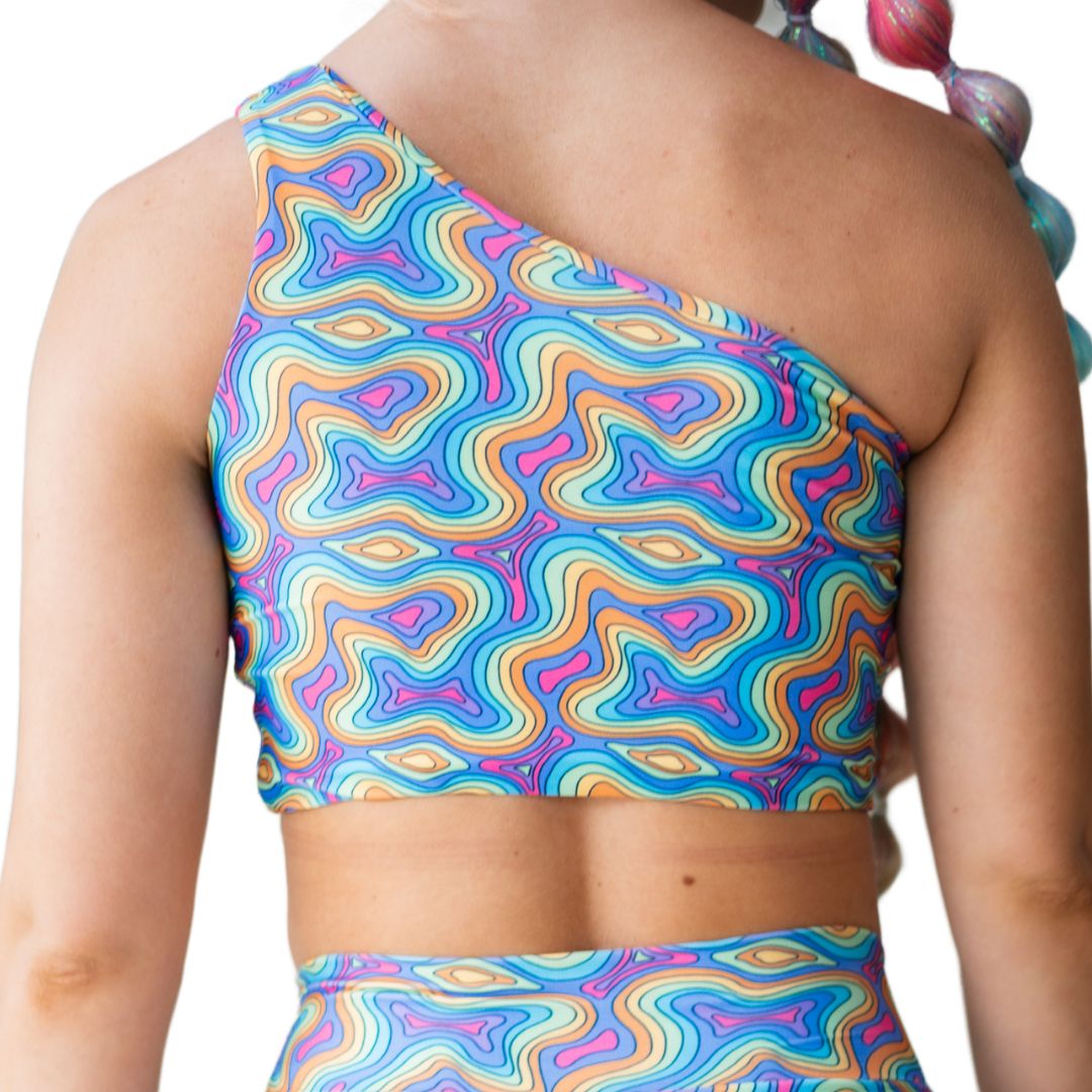 Rainbow Wave One Shoulder Top