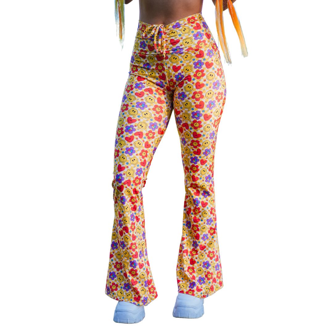 Yellow Hippie Drawstring Flares