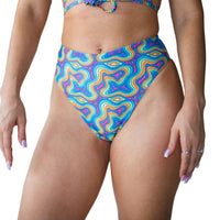 Thumbnail for Rainbow Wave High Waisted Bikini Bottoms