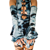 Thumbnail for Black Tie dye Pixie Dress and Sleeves Set