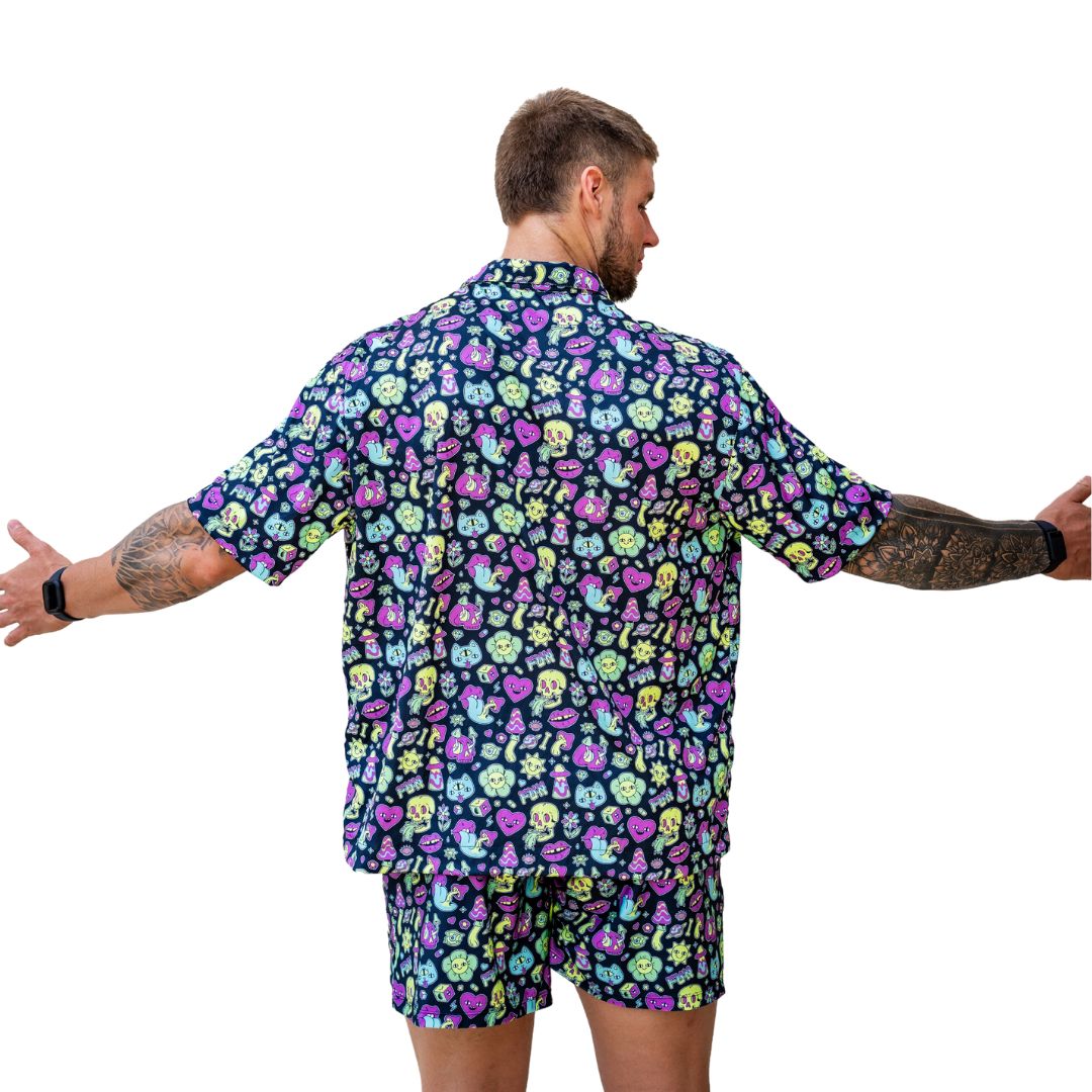 Neon Trip Mens Button Up Shirt