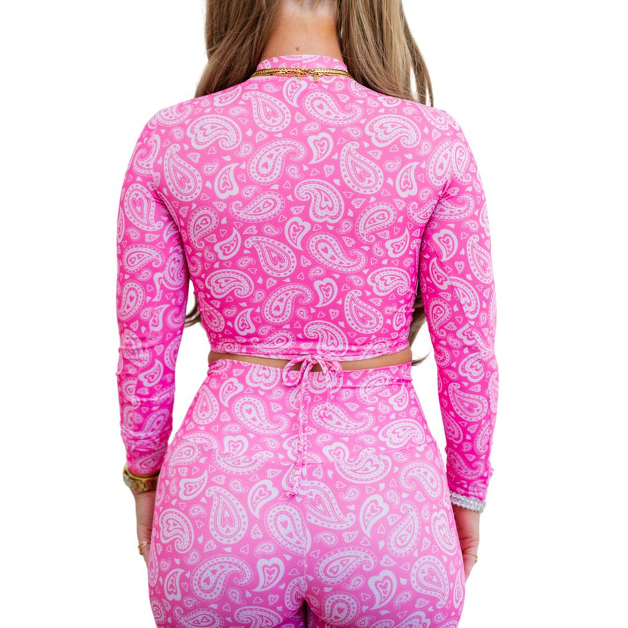Pink Paisley Peephole Top