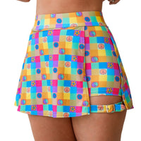 Thumbnail for Retro Plaid Buckle Skort with Pocket
