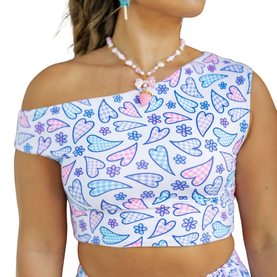 Gingham Hearts Off The Cuff Top