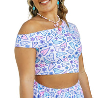 Thumbnail for Gingham Hearts Off The Cuff Top