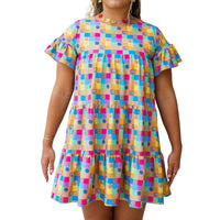 Thumbnail for Retro Plaid Tiered Ruffle Dress