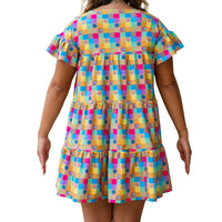 Thumbnail for Retro Plaid Tiered Ruffle Dress