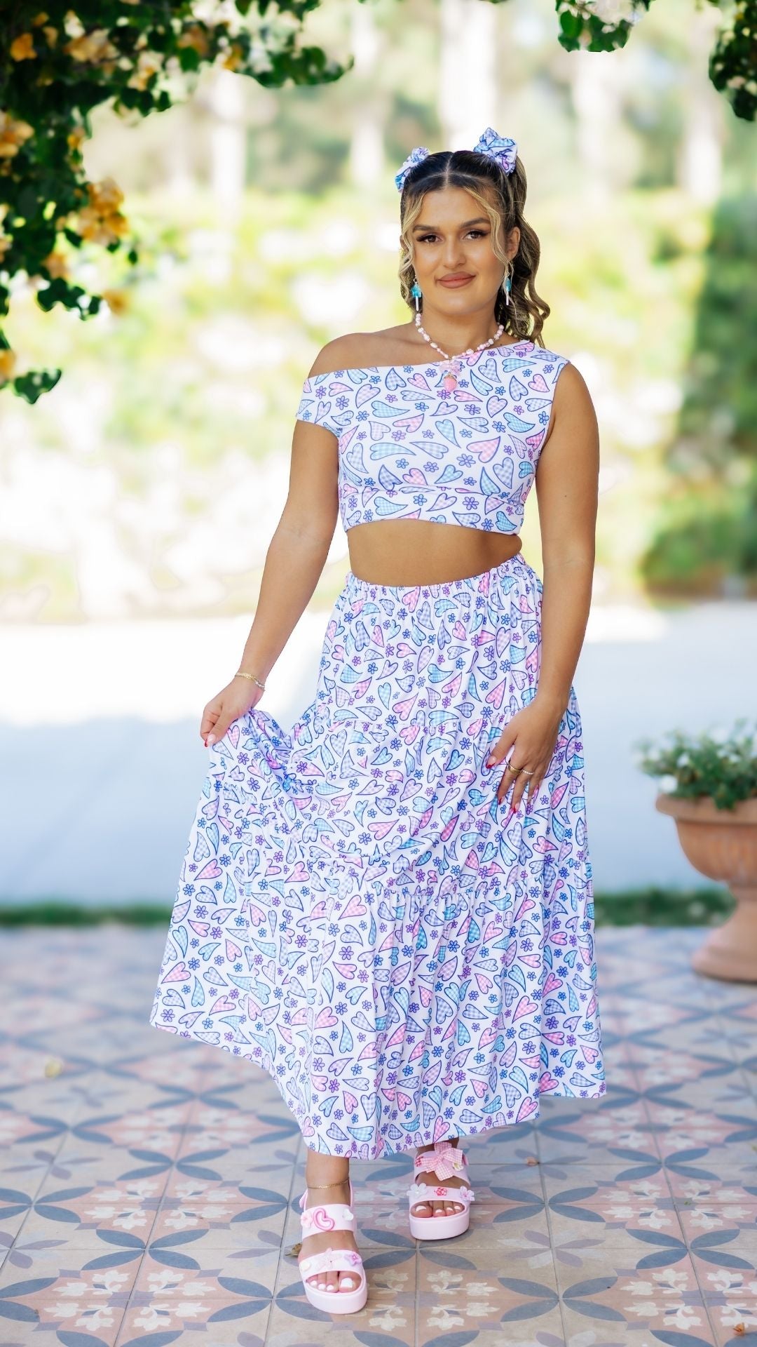 Gingham Hearts Maxi Skirt