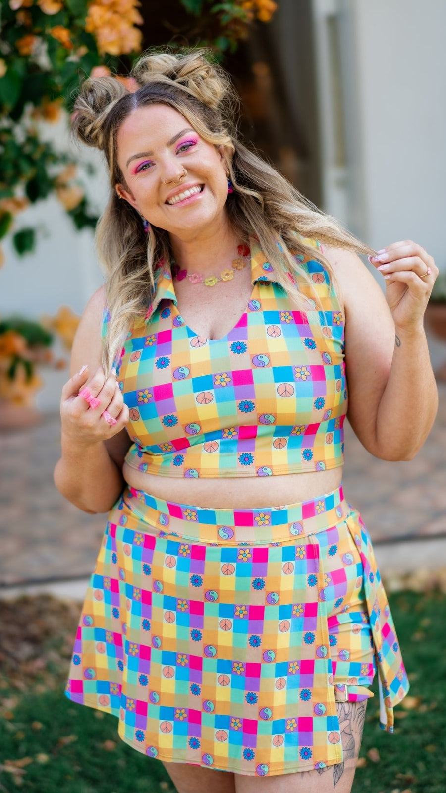 Retro Plaid Collared Crop