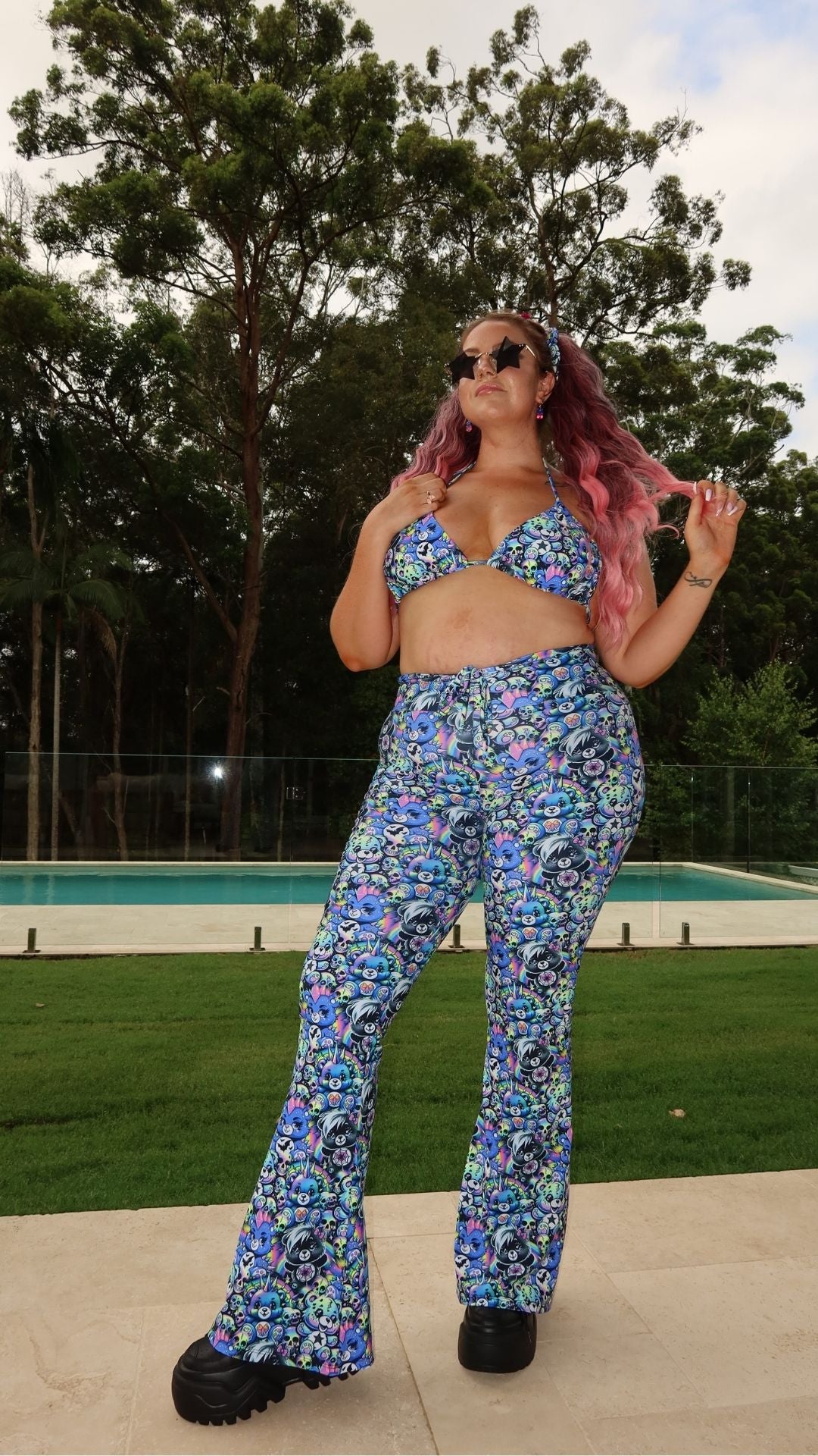 ✨COMING SOON✨ Scare-Bear Drawstring Flares (UV REACTIVE)