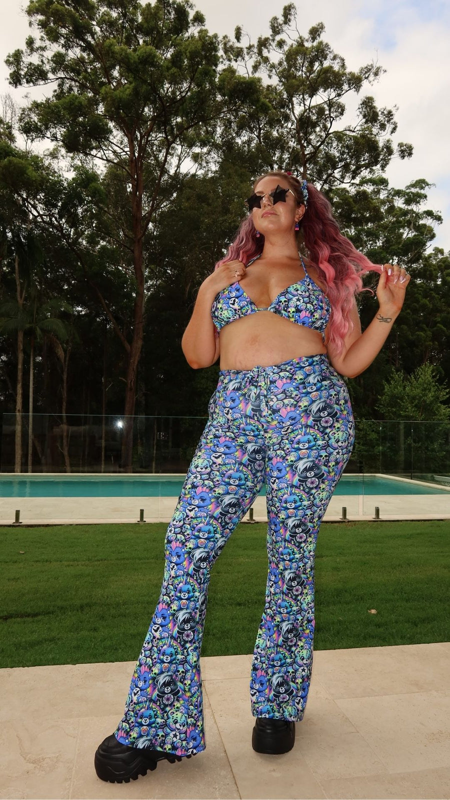 ✨COMING SOON✨ Scare-Bear Drawstring Flares (UV REACTIVE)