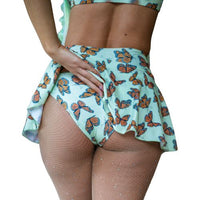 Thumbnail for Green Butterflies Cheeky Rave Skirt with Built in Bottoms